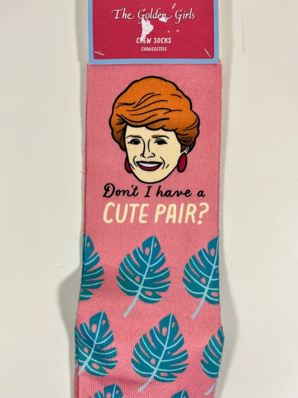 NWT Hallmark Blanche Golden Girls Don’t I Have a Cute Pair Socks Pink Leaf OS